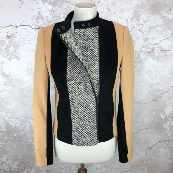 Laveer Colorblock Herringbone Wool Blend Jacket Size 2 - Picture 4 of 13